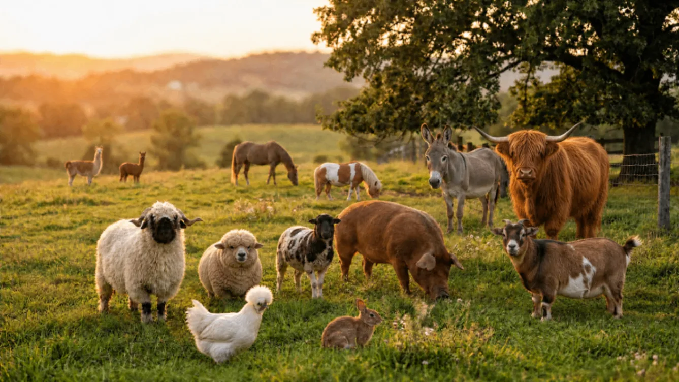 A small flock of sheep resting in a green pasture